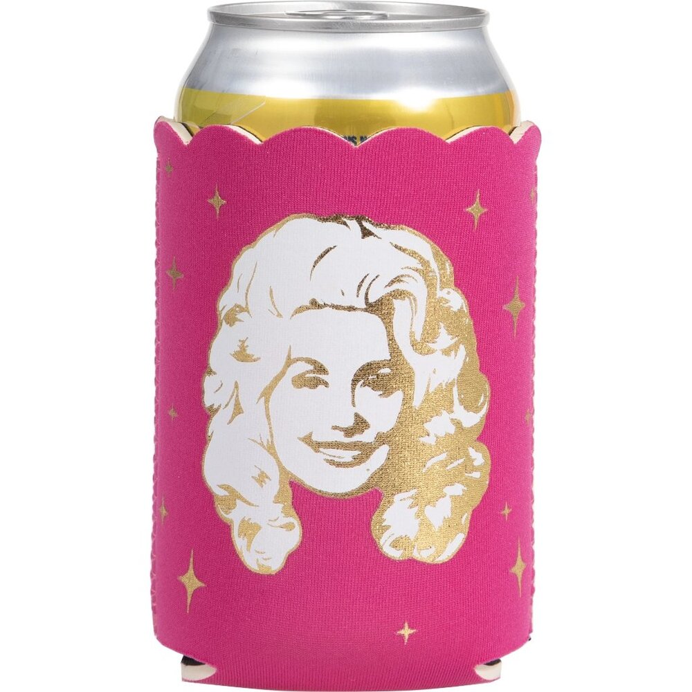 Dolly Parton Pink Gold Can Cooler Sleeve 4x5 Neoprene Party Favor Bachelorette - Picture 2 of 4